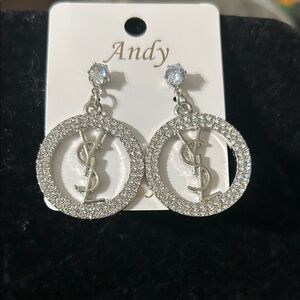 Silver Crystal Circle Earrings